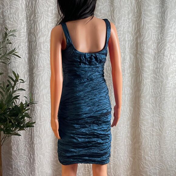 Vintage Y2K Nicole Miller Blue Ruched Cocktail Dress Formal Homecoming Size 6 - Picture 4 of 7